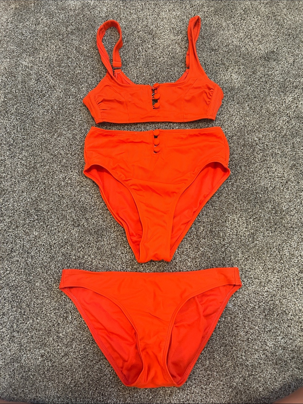 Target Bright Orange Ribbed High-Waist Bikini Set